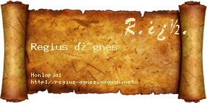 Regius Ágnes névjegykártya