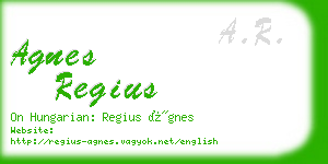 agnes regius business card